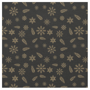 Elegant Black en Gold Snowflakes en -bladeren Stof