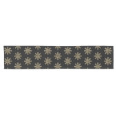 Elegant Black en Gold Snowflakes kerst Korte Tafelloper (Horizontaal)