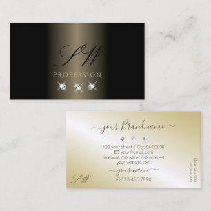 Elegant Black en Gold Sparging Diamonds Initialen Visitekaartje