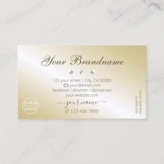 Elegant Black en Gold Sparging Diamonds voegen Log Visitekaartje (Achterkant)