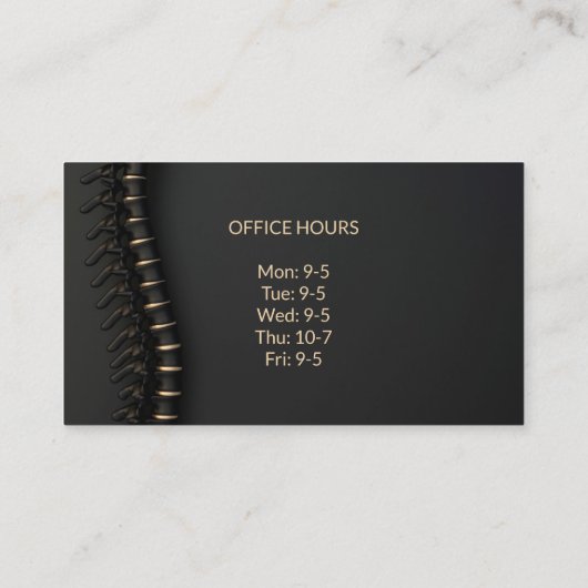 Elegant Black en Gold Spine Visitekaartjes (Achterkant)