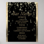 Elegant Black en Gold Starlights - Bar Menu Poster (Voorkant)