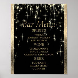 Elegant Black en Gold Starlights - Bar Menu Poster