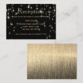 Elegant Black en Gold Starlights - Receptie Informatiekaartje (Voorkant / Achterkant)