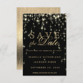Elegant Black en Gold Starlights - Sla de datum op Save The Date (Voorkant / Achterkant)