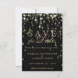 Elegant Black en Gold Starlights - Sla de datum op Save The Date