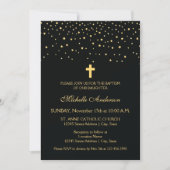 Elegant Black en Gold Stars Christening Baptisme Kaart (Voorkant)