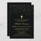 Elegant Black en Gold Stars Christening Baptisme Kaart (Voorkant / Achterkant)