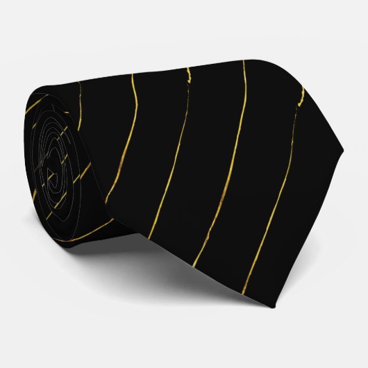 Elegant Black en Gold Striped Stropdas (Opgerold)