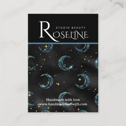 Elegant Black en Gold Sun moon-sieraarscherm Visitekaartje (Voorkant)