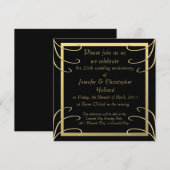 Elegant Black en Gold Swirl Jubileum Kaart (Voorkant / Achterkant)