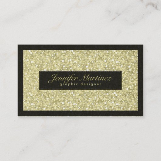 Elegant Black en Gold Tones Glitter & Sparkles Visitekaartje (Voorkant)
