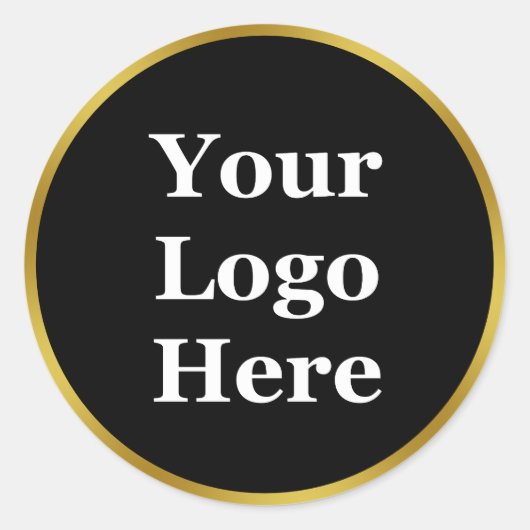 Elegant Black en Gold Uw Logo hier Sjabloon Ronde Sticker (Voorkant)