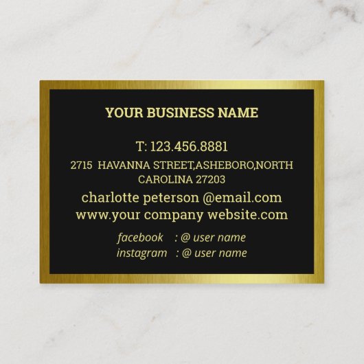 Elegant Black en Gold Visitekaartje (Achterkant)
