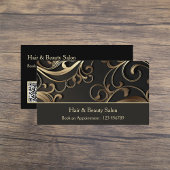 Elegant Black en Gold Visitekaartje met QR-code