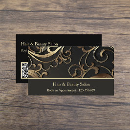 Elegant Black en Gold Visitekaartje met QR-code