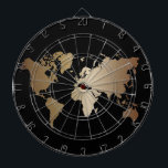 Elegant Black en Gold Wereldkaart Dartbord<br><div class="desc">Elegant Black Honeymoon financiert Wereldkaart</div>