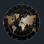 Elegant Black en Gold Wereldkaart Dartbord<br><div class="desc">Elegant Black Honeymoon financiert Wereldkaart</div>