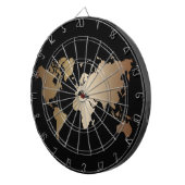 Elegant Black en Gold Wereldkaart Dartbord (Voorkant Rechts)