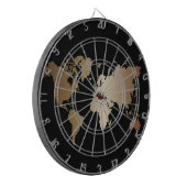 Elegant Black en Gold Wereldkaart Dartbord (Voorkant Links)
