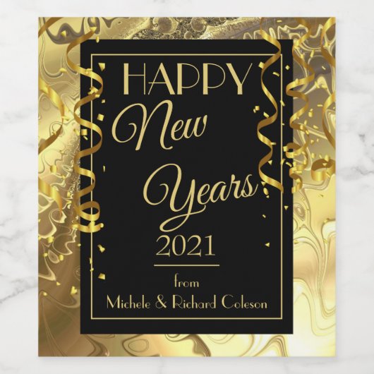 Elegant Black en Gold Wijn Etiket (Enkel label)