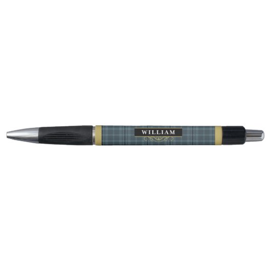 Elegant Black en Gold Windows Check Monogram Pen (Voorkant)