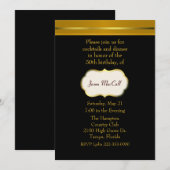 Elegant Black en Goldtone Invitation Kaart (Voorkant / Achterkant)