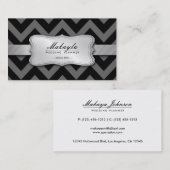 Elegant Black en Gray Chevron Pattern Visitekaartje (Voorkant / Achterkant)