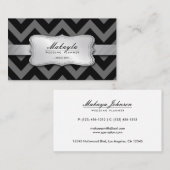 Elegant Black en Gray Chevron Pattern Visitekaartje (Voorkant / Achterkant)