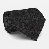 Elegant Black en Grey Floral Damaskers Stropdas (Opgerold)