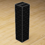 Elegant Black en Grey Floral DamasPattern Wijn Geschenkdoos<br><div class="desc">Elegant zwarte en grijze tinten  florale damaspatroon</div>