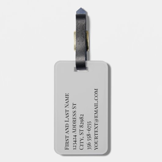 Elegant Black en Grey Floral Pattern Bagagelabel (Achterkant verticaal)