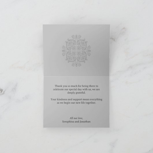 Elegant Black en Grey |  huwelijk Bedankkaart (Binnen)