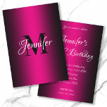 Elegant Black en Hot Pink Ombre 60th Birthday Kaart<br><div class="desc">Nodig het doek uit voor haar 60ste verjaardag viering. Opvallend zwarte en roze uitnodiging voor verjaardagsfeestdagen.  achtergrondkleur achter de verloopafbeelding.  verjaardagsfeest nodigt uit. Glam en kic uitnodigingen. Pas de moderne en elegante stijlen van de calligrafische doopvont aan.</div>