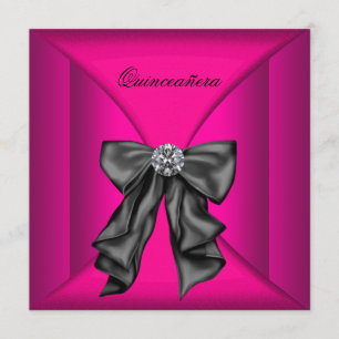 Elegant Black en Hot Pink Qiunceanera Kaart