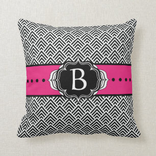 Elegant Black en Hot Pink ZigZag Chevron Pattern Kussen