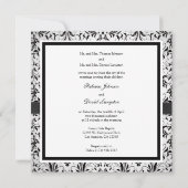Elegant Black en Ivory Damask met diamantstrik Kaart (Achterkant)