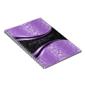 Elegant Black en Lavender Floral Damascus Pattern Notitieboek (Rechterzijde)