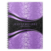 Elegant Black en Lavender Floral Damascus Pattern Notitieboek (Voorkant)