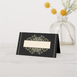 Elegant Black en Linen Gold Wedding Plaatskaartje