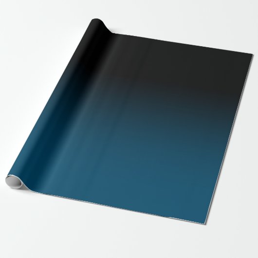 Elegant Black en Ocean Blue Blauwgroen Ombre Cadeaupapier (Uitgerold)