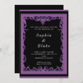Elegant Black en Paarse Art Deco Wedding Kaart (Voorkant / Achterkant)
