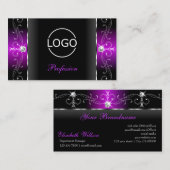 Elegant Black en Paarse Squiggins voegen Logo toe Visitekaartje (Voorkant / Achterkant)