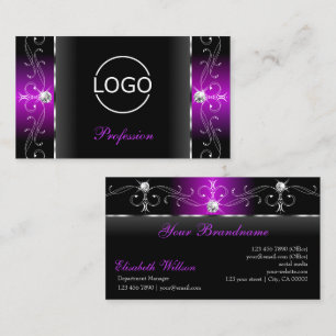 Elegant Black en Paarse Squiggins voegen Logo toe Visitekaartje