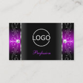Elegant Black en Paarse Squiggins voegen Logo toe Visitekaartje (Voorkant)