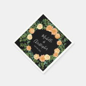 Elegant Black en Peach Roos Wedding Servet (Hoek)