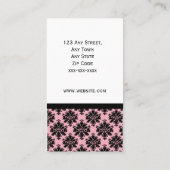 Elegant Black en Pink Damask Visitekaartje (Achterkant)