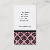 Elegant Black en Pink Damask Visitekaartje (Achterkant)