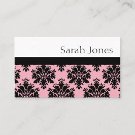 Elegant Black en Pink Damask Visitekaartje