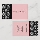 Elegant Black en Pink Damask Visitekaartje (Voorkant / Achterkant)